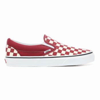 Damske Slip On Tenisky Vans Checkerboard Červené VA79DASXG